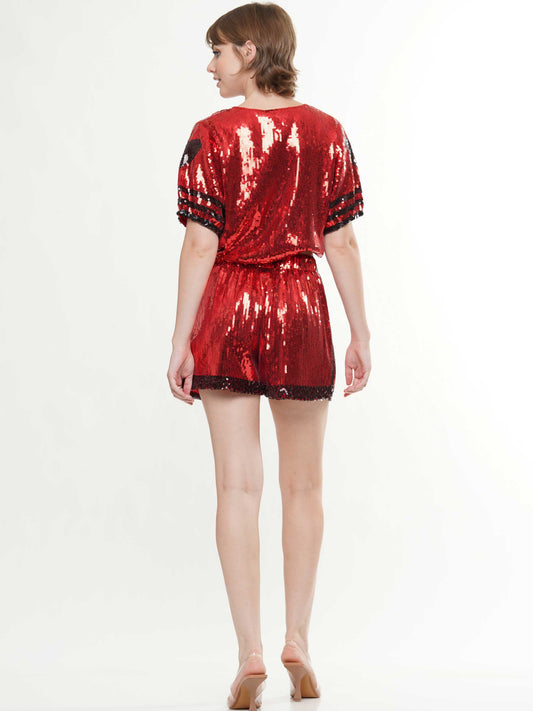 Double Zero Sequin Crop Top & Shorts Set