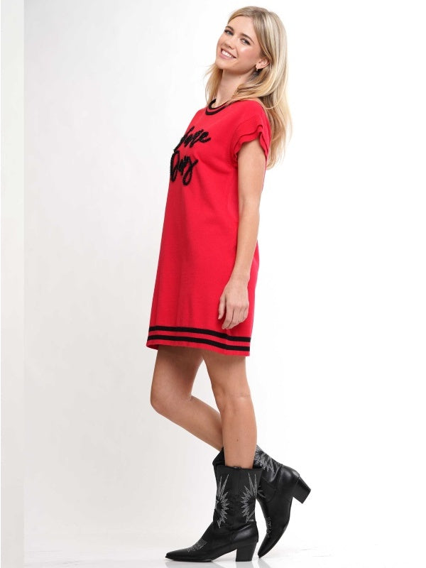 Game Day Ruffled Sleeve Knit Dress