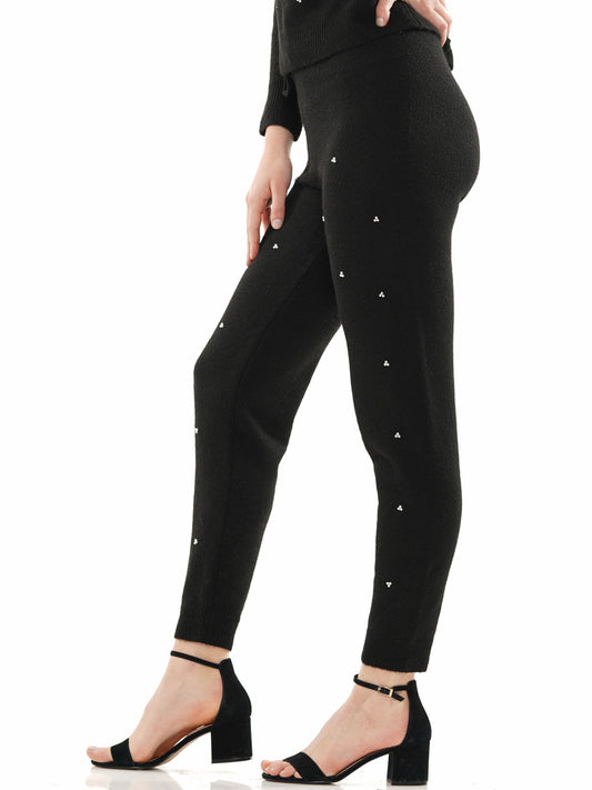 Pearl embellished knit joggers