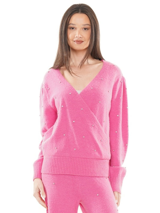 Overlapped Gem Embellished Top