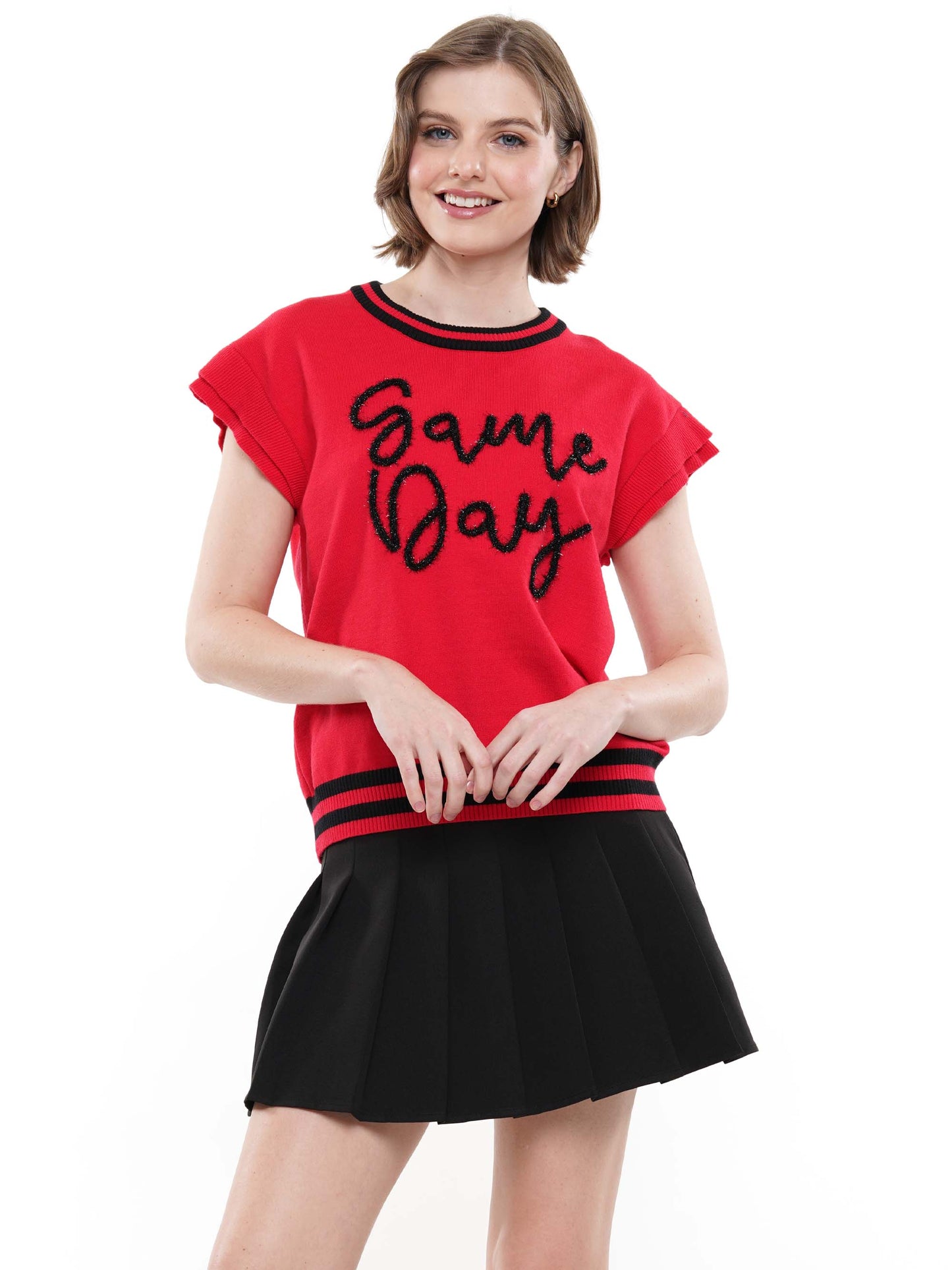 Game Day Ruffled Sleeve Knit