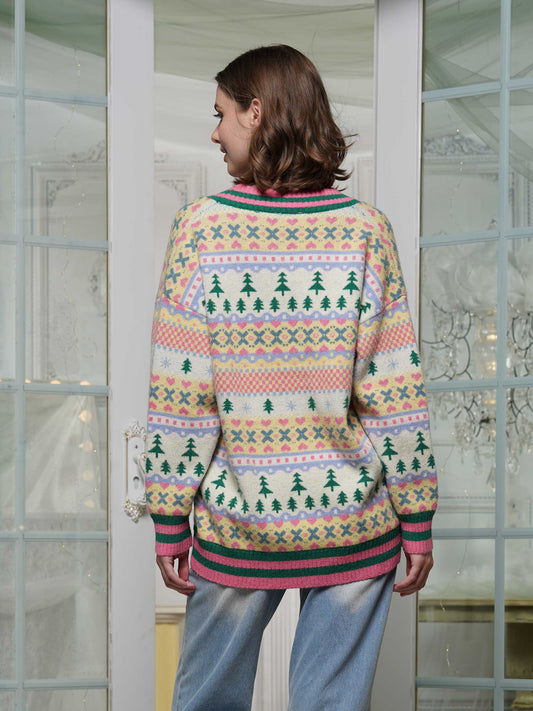 Christmas Print Cardigan
