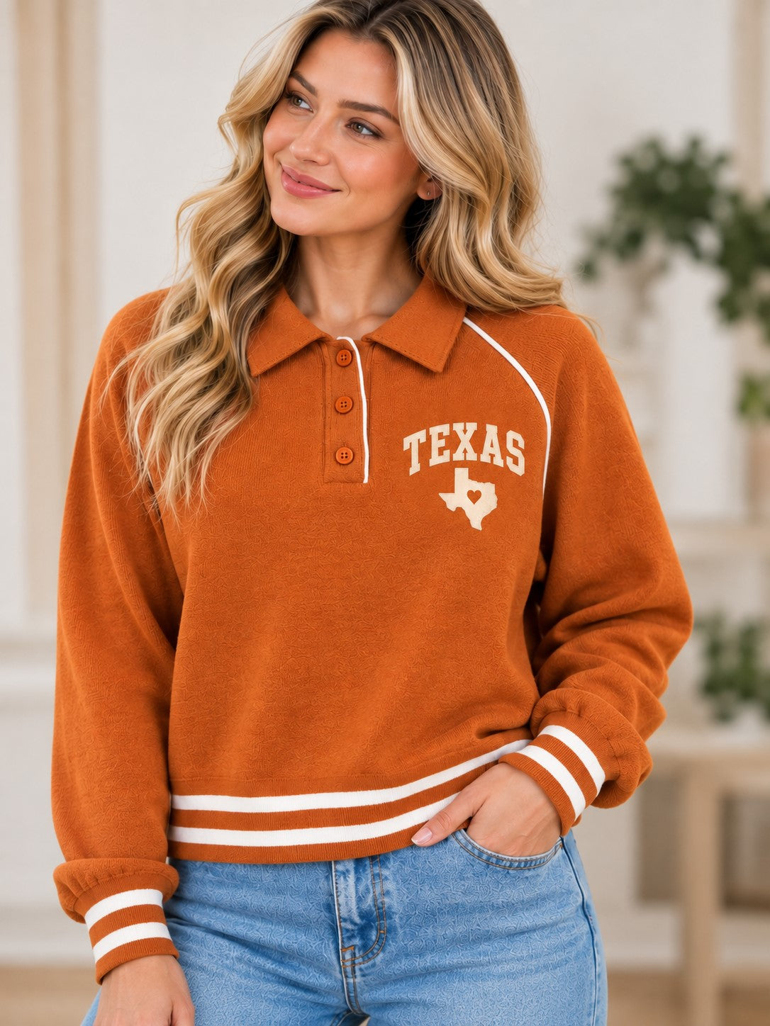 TEXAS and Map Polo Sweater