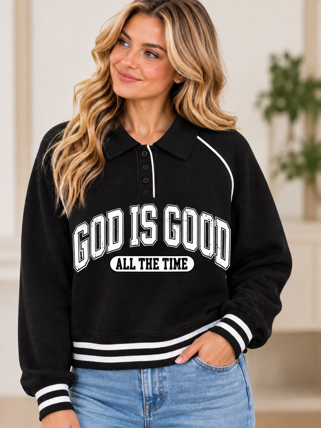 God Is Good Polo Sweater