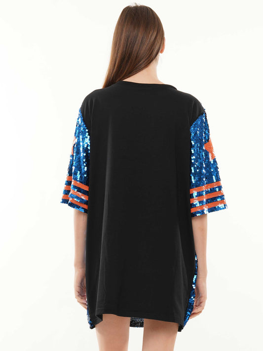 Game day with star on side sequin dress