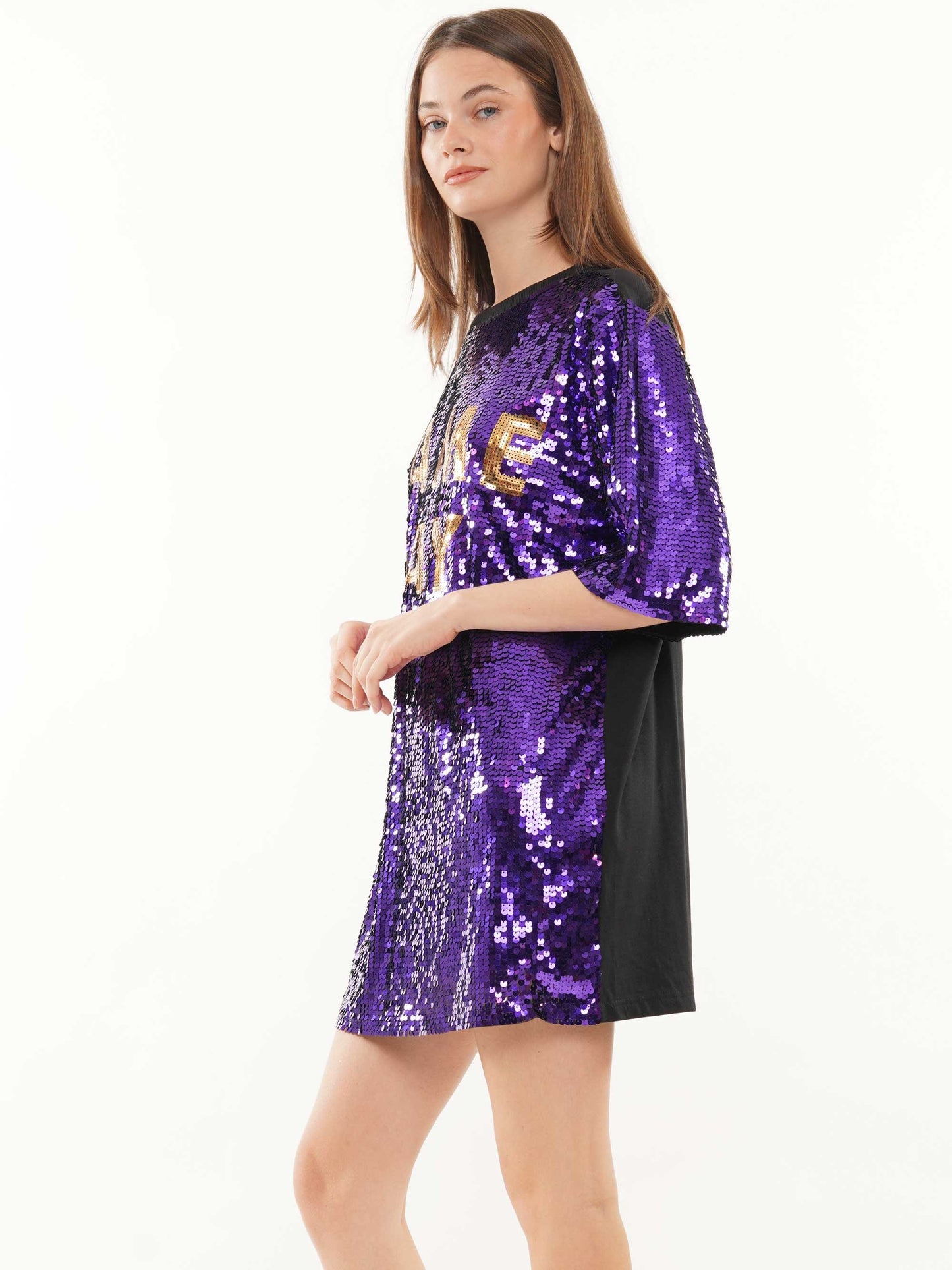 Game day with star on side sequin dress