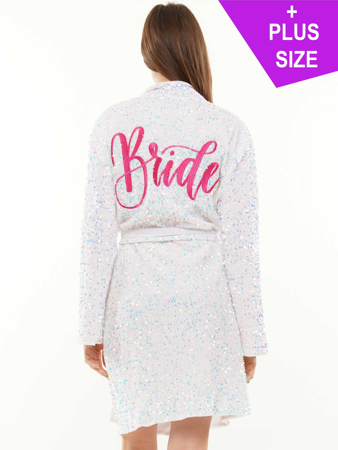 Bride embroidery iridescent sequin velvet robe (PLUS SIZE)