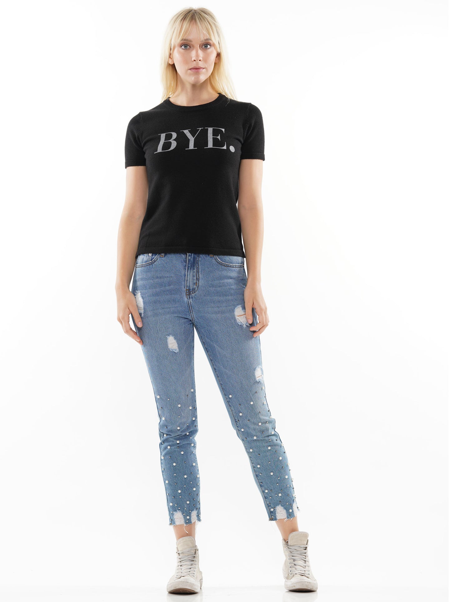 Bye. Graphic Print knit top