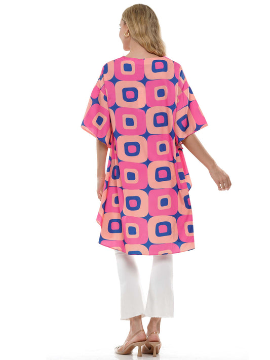 Print V-Neck High-Low Top