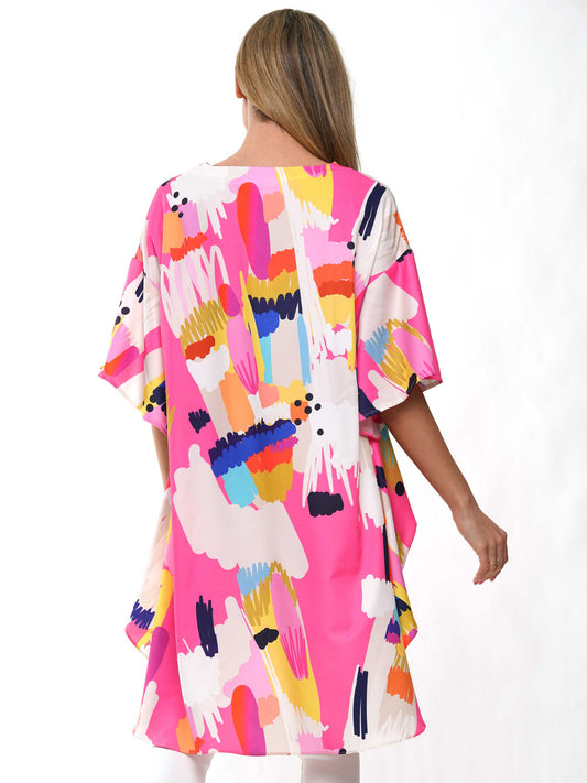 Print V-Neck High-Low Top