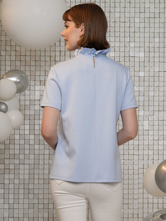Ruffled Neck Short Sleeve