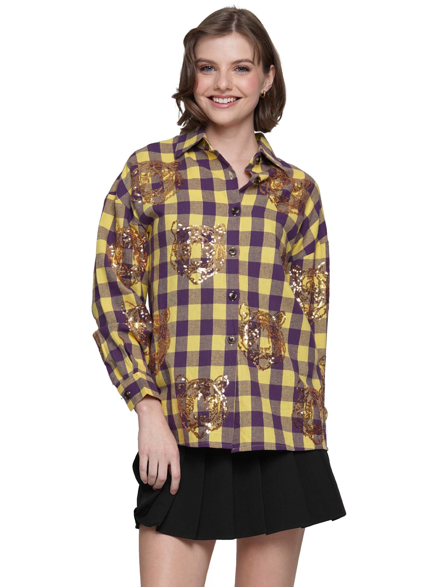Sequin tiger flannel