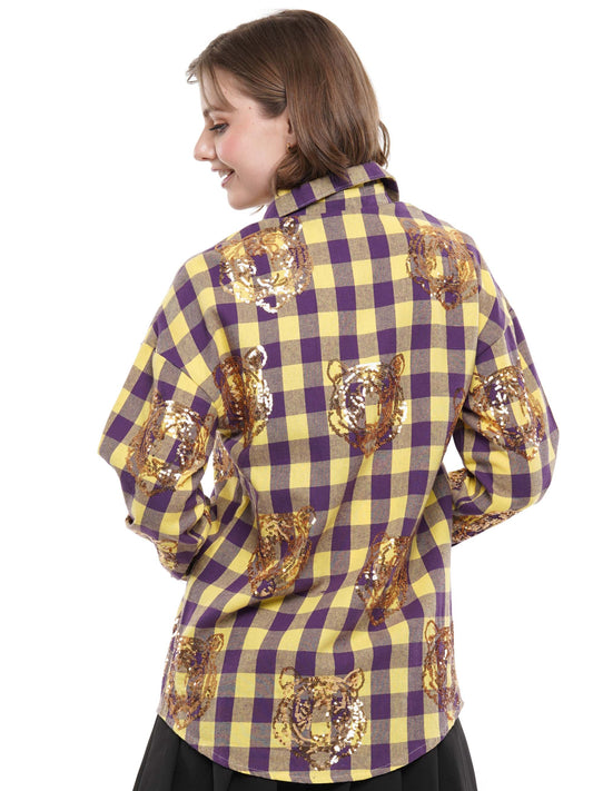 Sequin tiger flannel