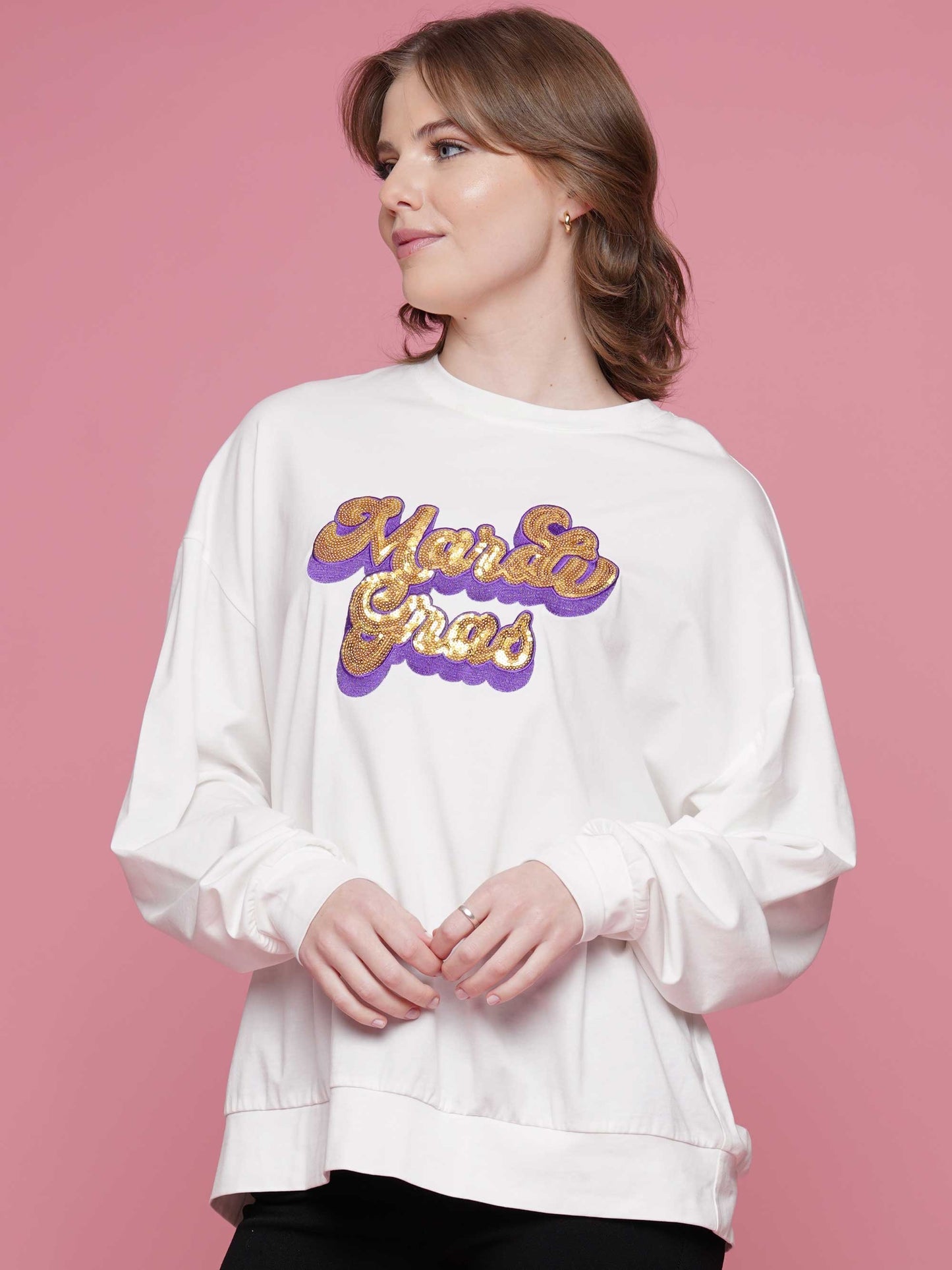 Mardi Gras Sequin Embroidery Long Sleeve