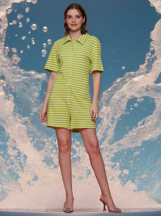 Drop Waist Striped Romper