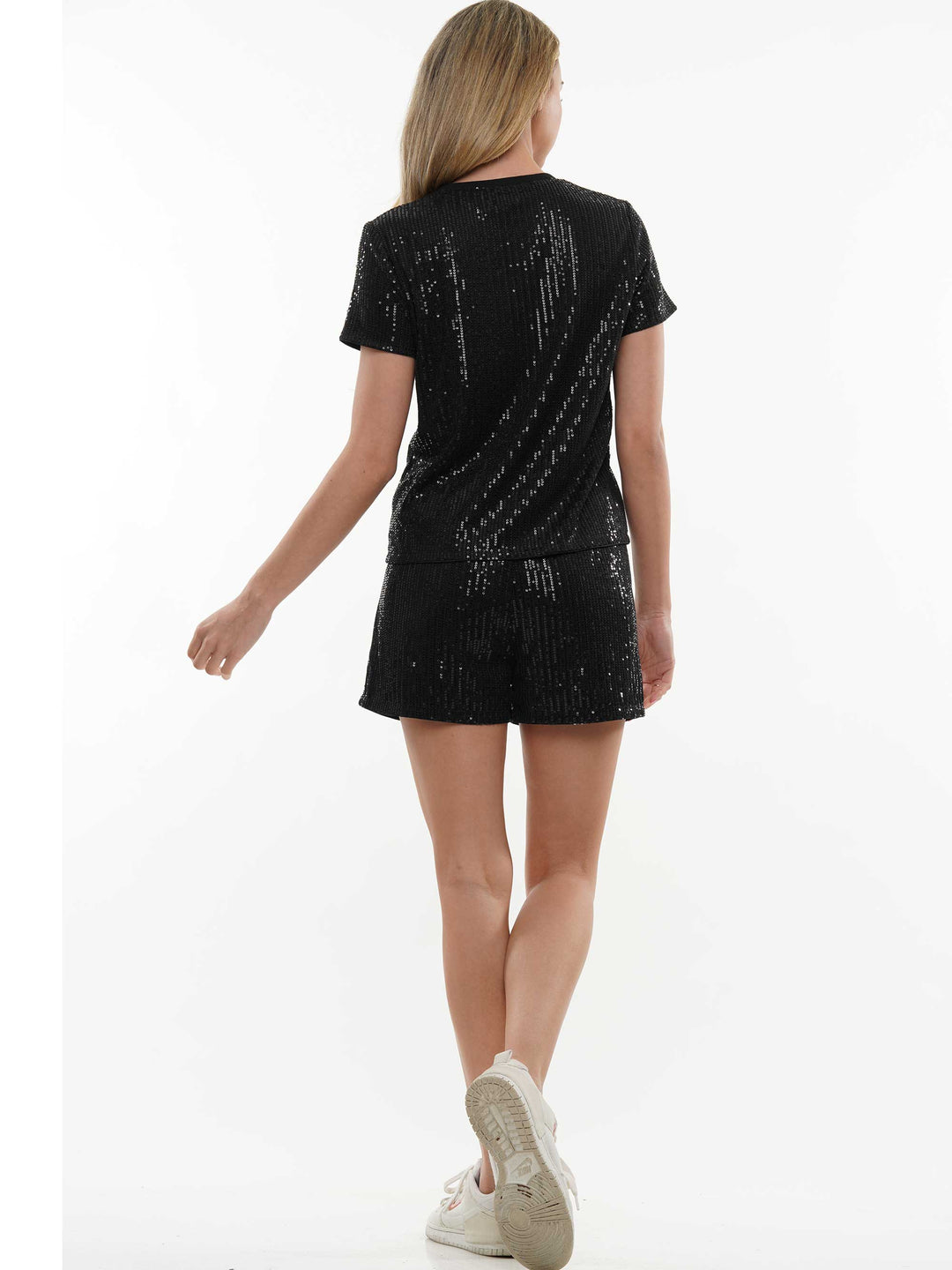 Champagne Bottle Sequin Top & Shorts 2-Piece Set