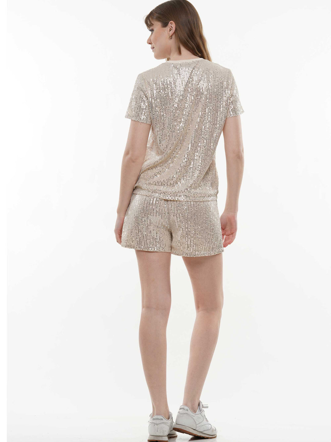 Champagne Bottle Sequin Top & Shorts 2-Piece Set