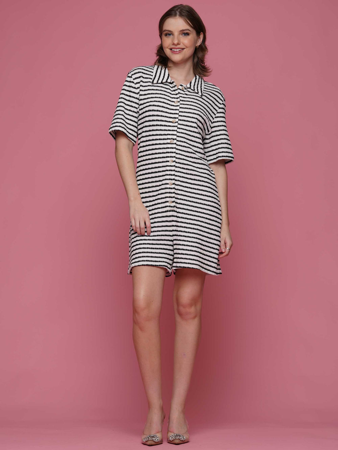 Drop Waist Striped Romper