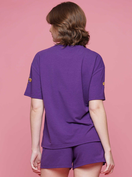 Madigras Symbol Sequin Patch Top & Shorts 2-Piece