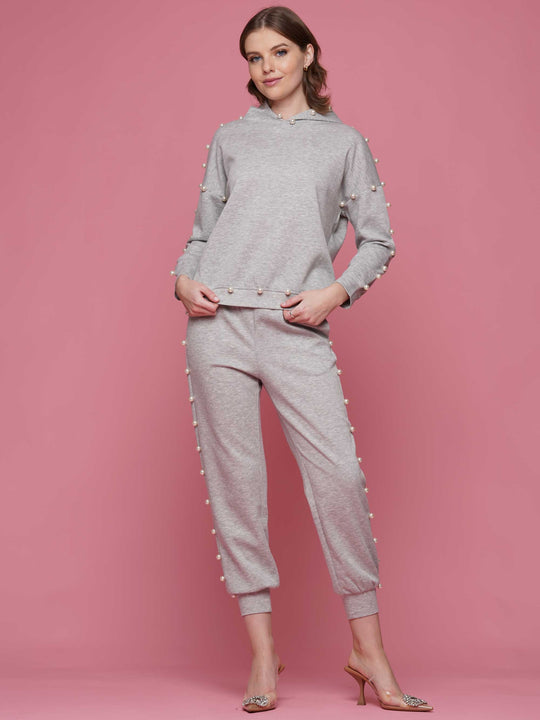Light Soft Lyocell Hoodie &amp; Jogger Pants with Pearl 2-Piece Set