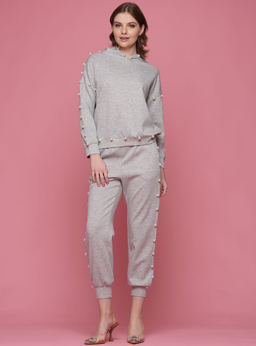 Light Soft Lyocell Hoodie &amp; Jogger Pants with Pearl 2-Piece Set