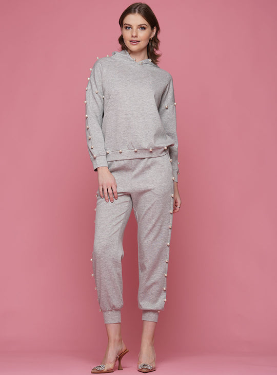 Light Soft Lyocell Hoodie &amp; Jogger Pants with Pearl 2-Piece Set