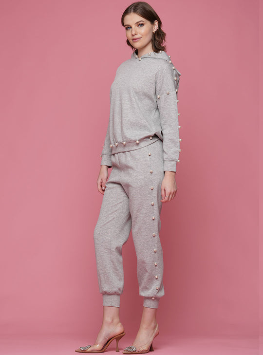 Light Soft Lyocell Hoodie &amp; Jogger Pants with Pearl 2-Piece Set