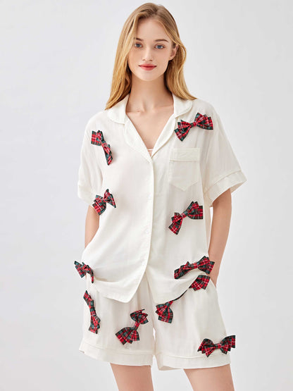 Christmas Color Ribbon Pajama 2-Piece Set