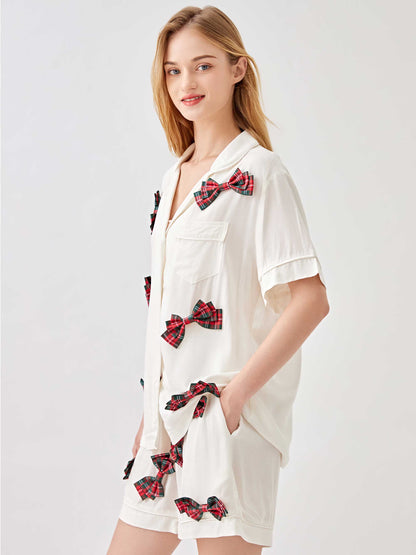 Christmas Color Ribbon Pajama 2-Piece Set