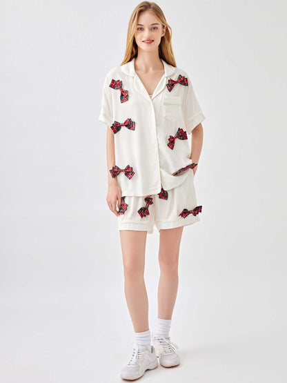 Christmas Color Ribbon Pajama 2-Piece Set