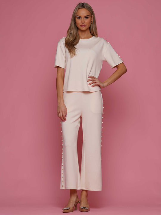 Soft lyocell top & pant 2-Piece set with lined peal trim