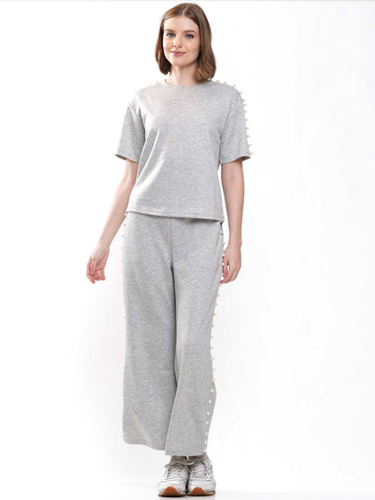 Soft lyocell top & pant 2-Piece set with lined peal trim