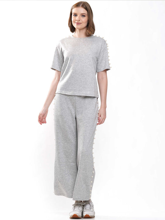 Soft lyocell top & pant 2-Piece set with lined peal trim