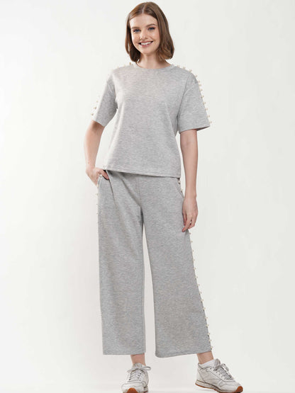 Soft lyocell top & pant 2-Piece set with lined peal trim