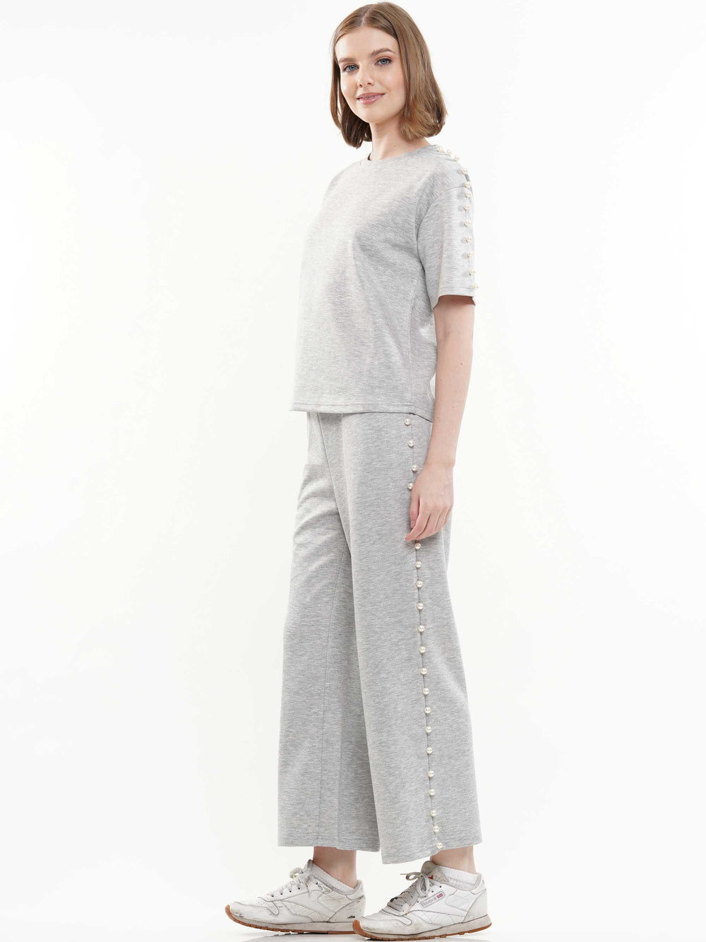 Soft lyocell top & pant 2-Piece set with lined peal trim