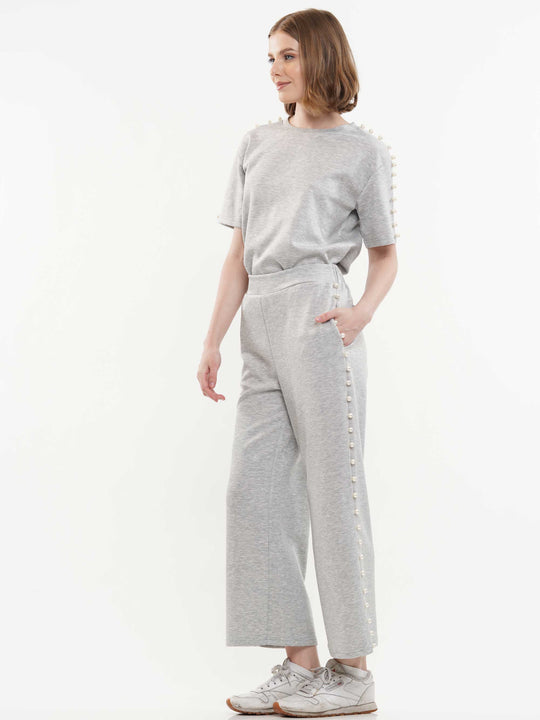 Soft lyocell top & pant 2-Piece set with lined peal trim