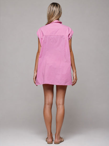 Sleeveless Button Up Shorts 2-Piece Set
