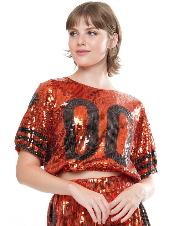 Double Zero Sparkle Sequin Crop Top