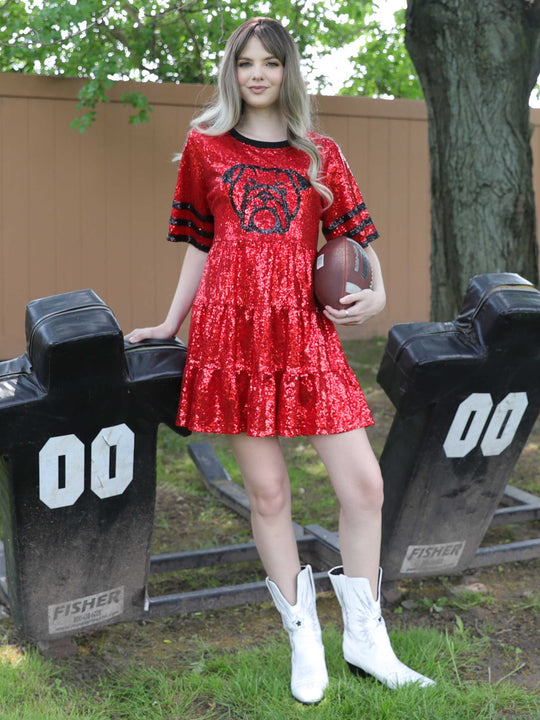 Bull dog baby doll dress for game day
