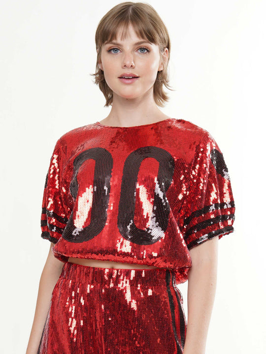 Double Zero Sparkle Sequin Crop Top