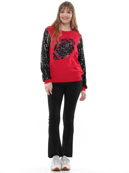 Sequin Sleeve Football Sweater