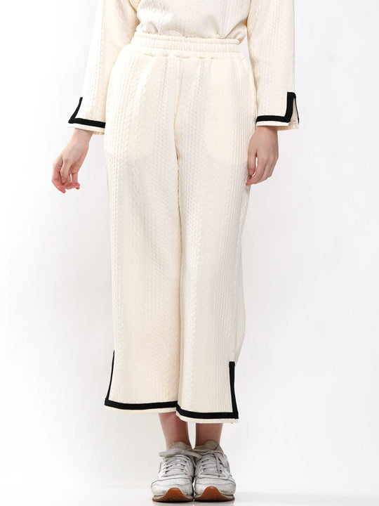 Cable Knit Pattern Trim Pant