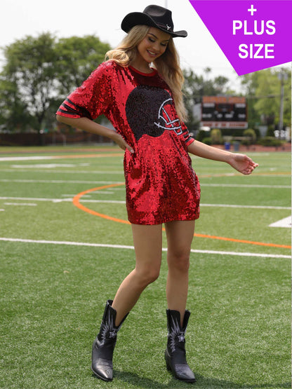 Sequin Dress with Football Helmet
