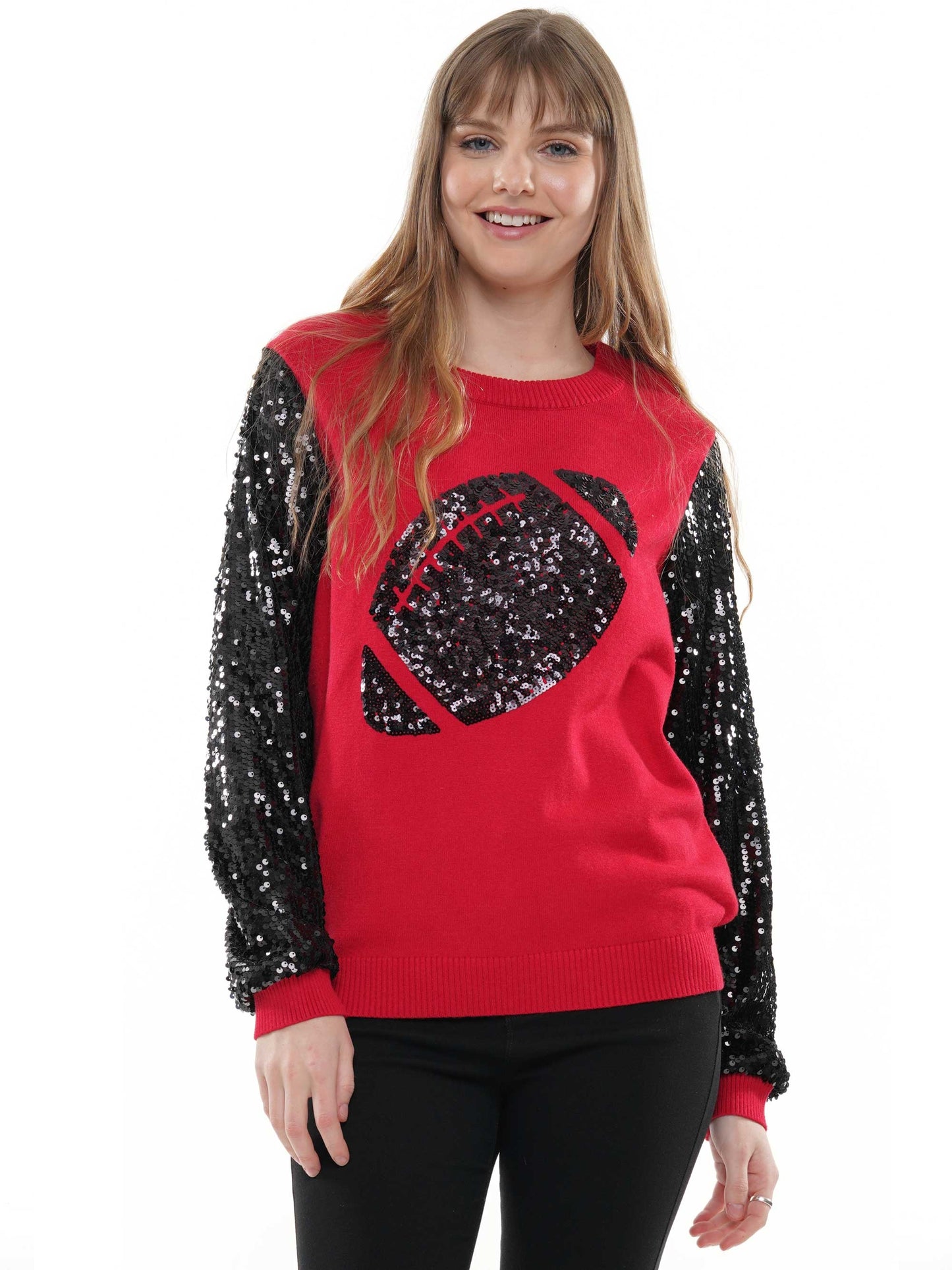 Sequin Sleeve Football Sweater