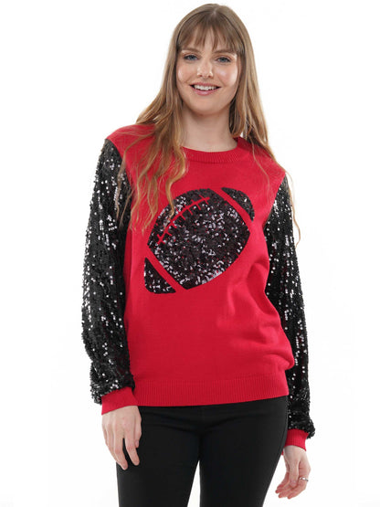 Sequin Sleeve Football Sweater