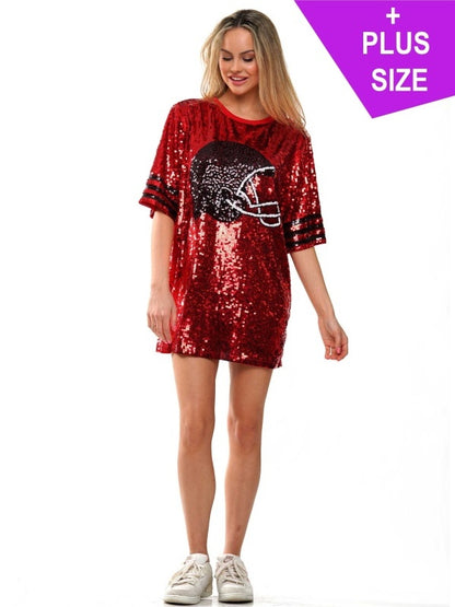 Sequin Dress with Football Helmet