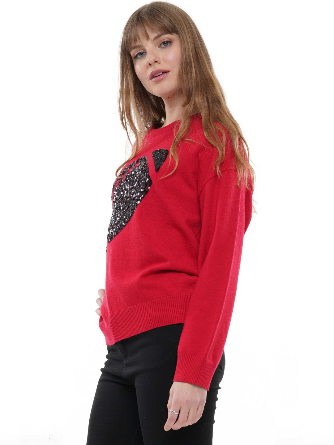 Sequin football knit long sleeve top