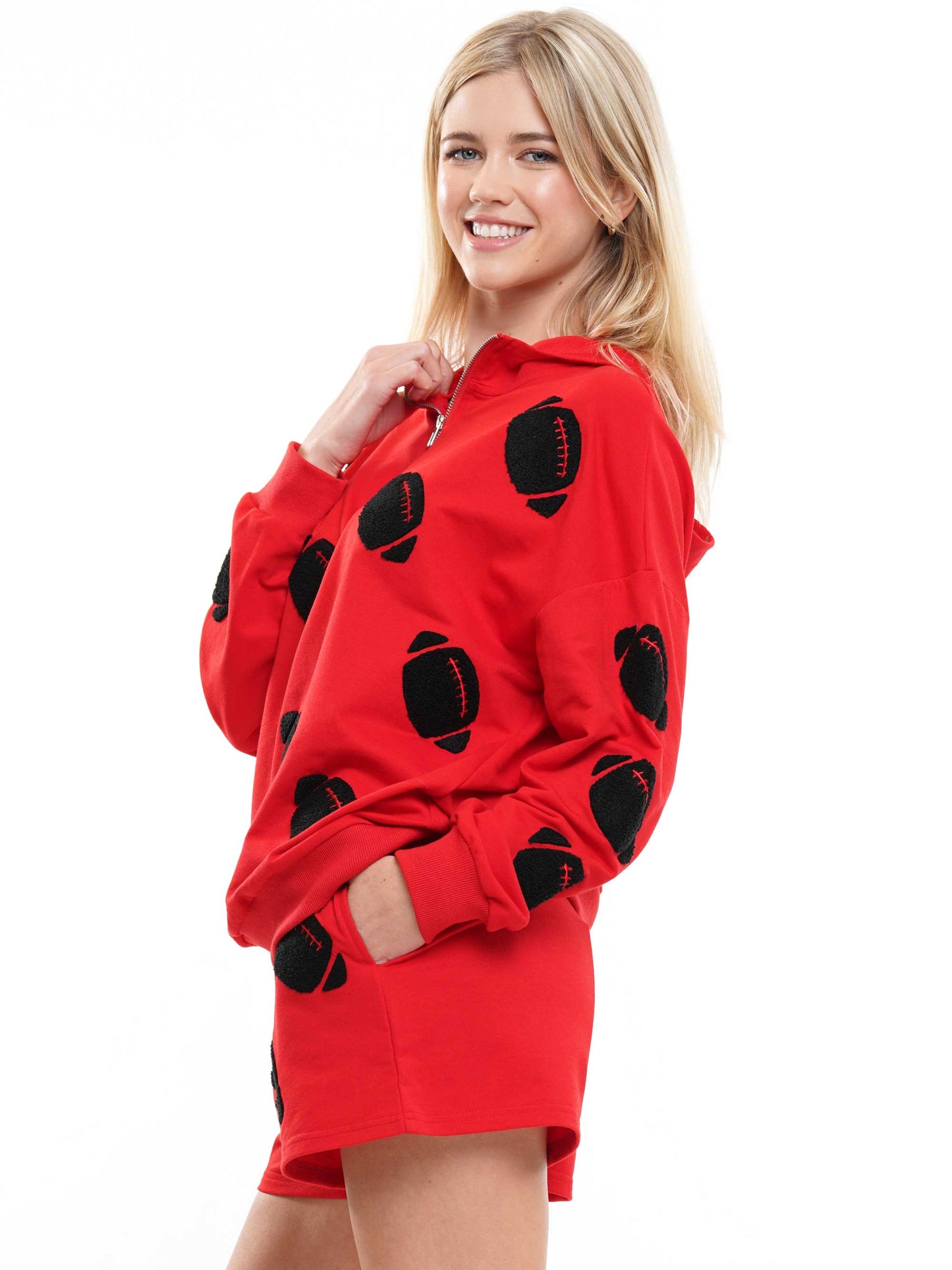 Football Chenille Hoodie & Shorts Set