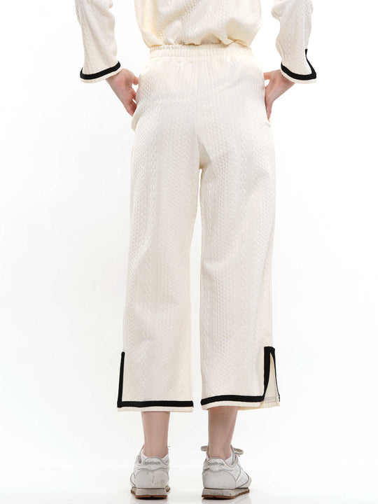Cable Knit Pattern Trim Pant