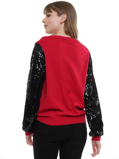 Sequin Sleeve Football Sweater